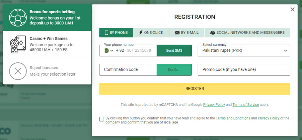 Betwinner Pakistan Registration