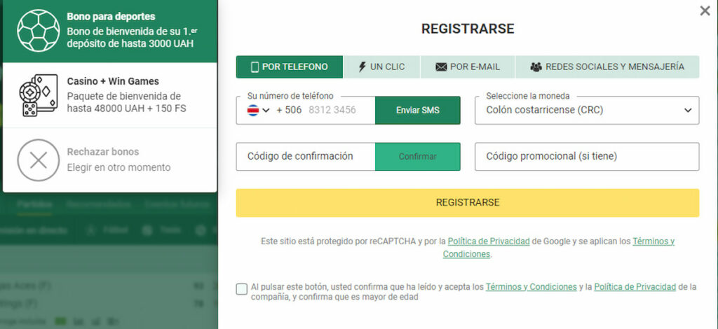 Betwinner Costa Rica Registrarse